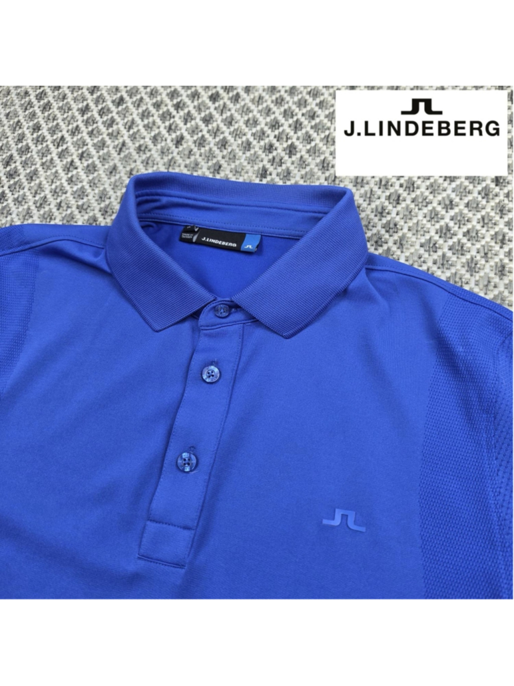 J.Lindeberg Golf Polo Shirt Mens Medium Blue Performance Stretch Logo JM